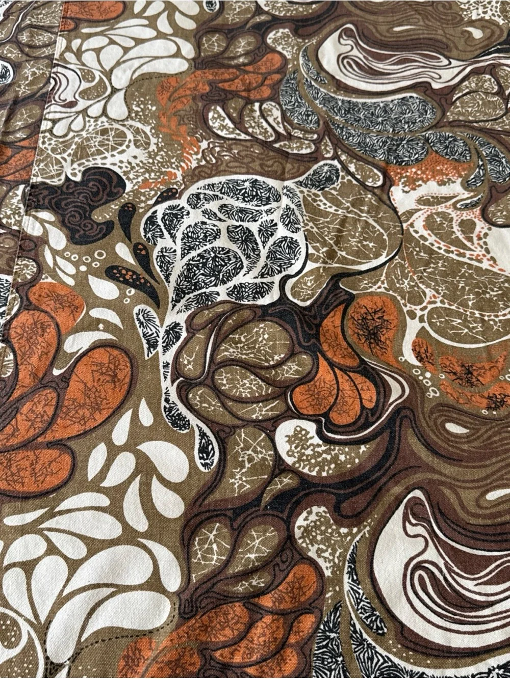 Vintage H.W. Baker Linen Co Bedspread 100x90 Double Retro MCM 70s Abstract USA